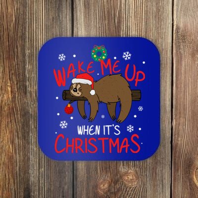 Wake Me Up When ItS Christmas Holiday Sloth Xmas Gift Great Gift Coaster