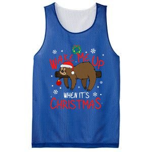 Wake Me Up When ItS Christmas Holiday Sloth Xmas Gift Great Gift Mesh Reversible Basketball Jersey Tank