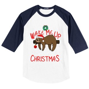 Wake Me Up When ItS Christmas Holiday Sloth Xmas Gift Great Gift Baseball Sleeve Shirt