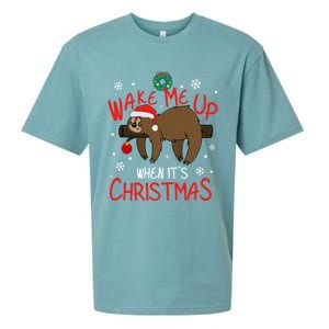 Wake Me Up When ItS Christmas Holiday Sloth Xmas Gift Great Gift Sueded Cloud Jersey T-Shirt