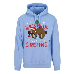 Wake Me Up When ItS Christmas Holiday Sloth Xmas Gift Great Gift Unisex Surf Hoodie