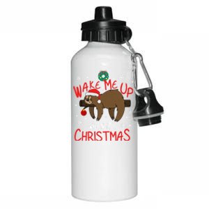 Wake Me Up When ItS Christmas Holiday Sloth Xmas Gift Great Gift Aluminum Water Bottle