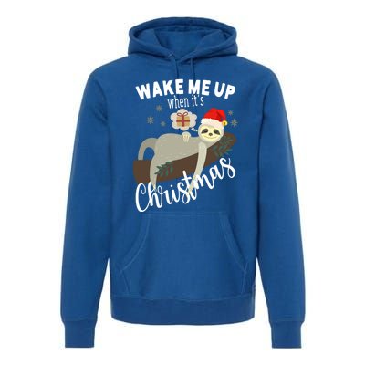 Wake Me Up When ItS Christmas Lazy Funny Sleeping Sloth Meaningful Gift Premium Hoodie