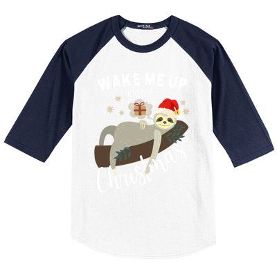 Wake Me Up When ItS Christmas Lazy Funny Sleeping Sloth Meaningful Gift Baseball Sleeve Shirt