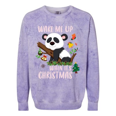 Wake Me Up When ItS Christmas Panda Xmas Martial Arts Class Gift Colorblast Crewneck Sweatshirt