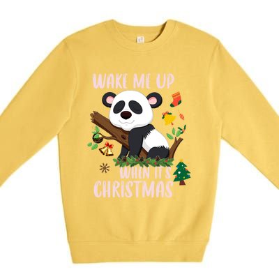 Wake Me Up When ItS Christmas Panda Xmas Martial Arts Class Gift Premium Crewneck Sweatshirt