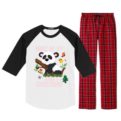 Wake Me Up When ItS Christmas Panda Xmas Martial Arts Class Gift Raglan Sleeve Pajama Set