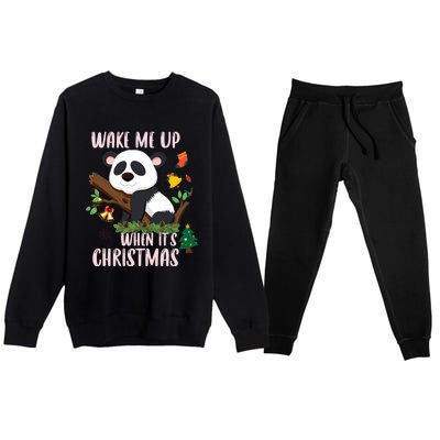 Wake Me Up When ItS Christmas Panda Xmas Martial Arts Class Gift Premium Crewneck Sweatsuit Set