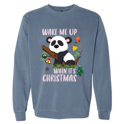 Wake Me Up When ItS Christmas Panda Xmas Martial Arts Class Gift Garment-Dyed Sweatshirt