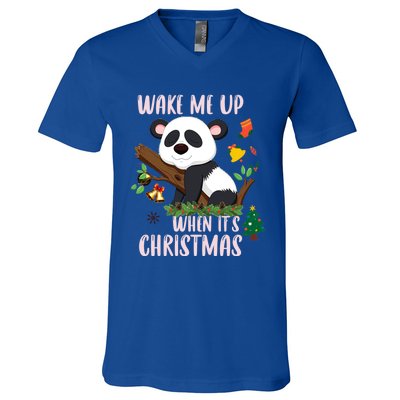 Wake Me Up When ItS Christmas Panda Xmas Martial Arts Class Gift V-Neck T-Shirt