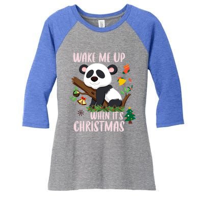 Wake Me Up When ItS Christmas Panda Xmas Martial Arts Class Gift Women's Tri-Blend 3/4-Sleeve Raglan Shirt