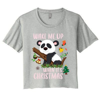 Wake Me Up When ItS Christmas Panda Xmas Martial Arts Class Gift Women's Crop Top Tee