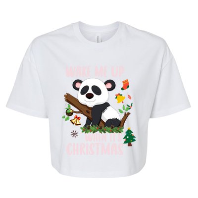 Wake Me Up When ItS Christmas Panda Xmas Martial Arts Class Gift Bella+Canvas Jersey Crop Tee