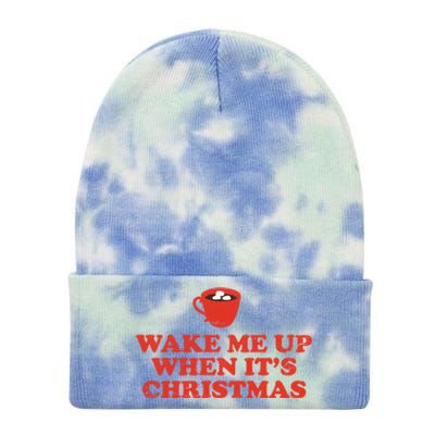 Wake Me Up When ItS Christmas Gift Tie Dye 12in Knit Beanie