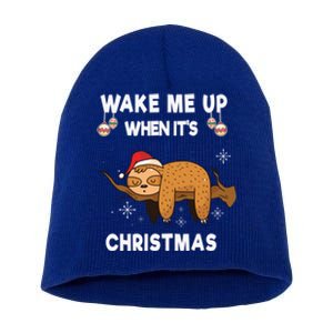 Wake Me Up When ItS Christmas Meaningful Gift Short Acrylic Beanie