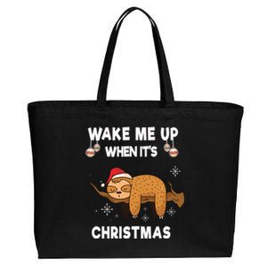 Wake Me Up When ItS Christmas Meaningful Gift Cotton Canvas Jumbo Tote