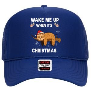 Wake Me Up When ItS Christmas Meaningful Gift High Crown Mesh Back Trucker Hat