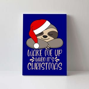 Wake Me Up When ItS Christmas Santa Claus Sloth Gift Canvas