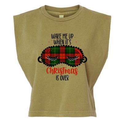 Wake Me Up When ItS Christmas Sleep Mask Buffalo Red Plaid Funny Gift Garment-Dyed Women's Muscle Tee