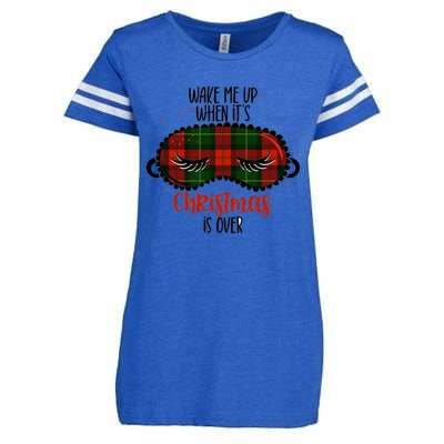 Wake Me Up When ItS Christmas Sleep Mask Buffalo Red Plaid Funny Gift Enza Ladies Jersey Football T-Shirt