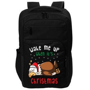 Wake Me Up When ItS Christmas Sleeping Bald Eagle Sleep Nap Meaningful Gift Impact Tech Backpack