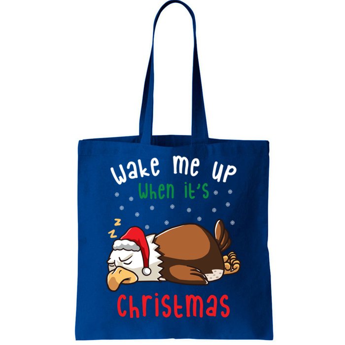 Wake Me Up When ItS Christmas Sleeping Bald Eagle Sleep Nap Meaningful Gift Tote Bag