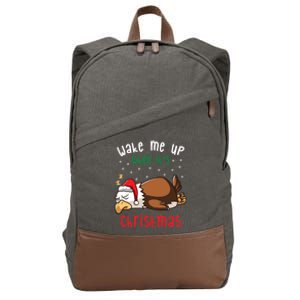 Wake Me Up When ItS Christmas Sleeping Bald Eagle Sleep Nap Meaningful Gift Cotton Canvas Backpack