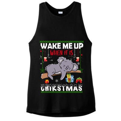 Wake Me Up When It's Christmas Koala Lover Xmas Funny Gift Ladies PosiCharge Tri-Blend Wicking Tank