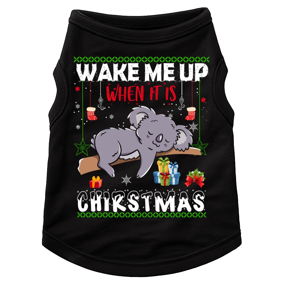 Wake Me Up When It's Christmas Koala Lover Xmas Funny Gift Doggie Tank