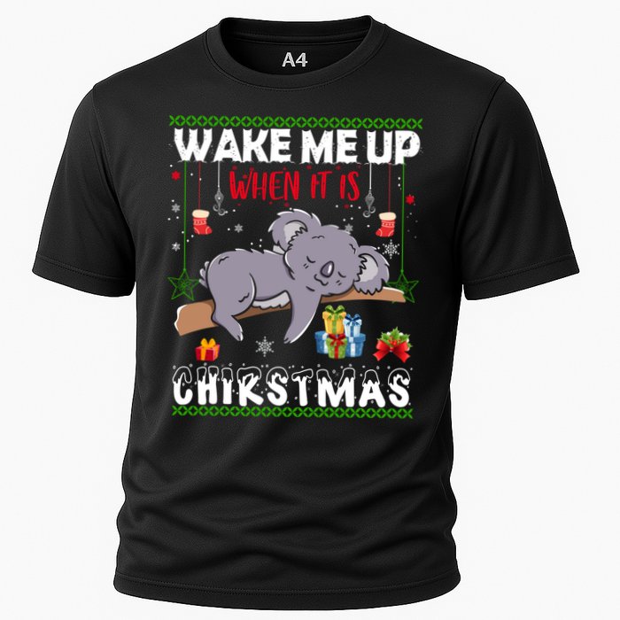 Wake Me Up When It's Christmas Koala Lover Xmas Funny Gift Cooling Performance Crew T-Shirt