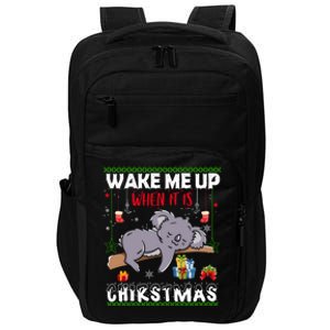 Wake Me Up When It's Christmas Koala Lover Xmas Funny Gift Impact Tech Backpack