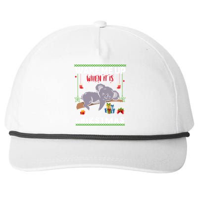 Wake Me Up When It's Christmas Koala Lover Xmas Funny Gift Snapback Five-Panel Rope Hat