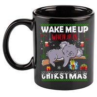 Wake Me Up When It's Christmas Koala Lover Xmas Funny Gift 11oz C Handle Ceramic Mug