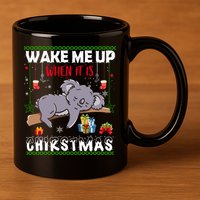 Wake Me Up When It's Christmas Koala Lover Xmas Funny Gift 11oz C Handle Ceramic Mug