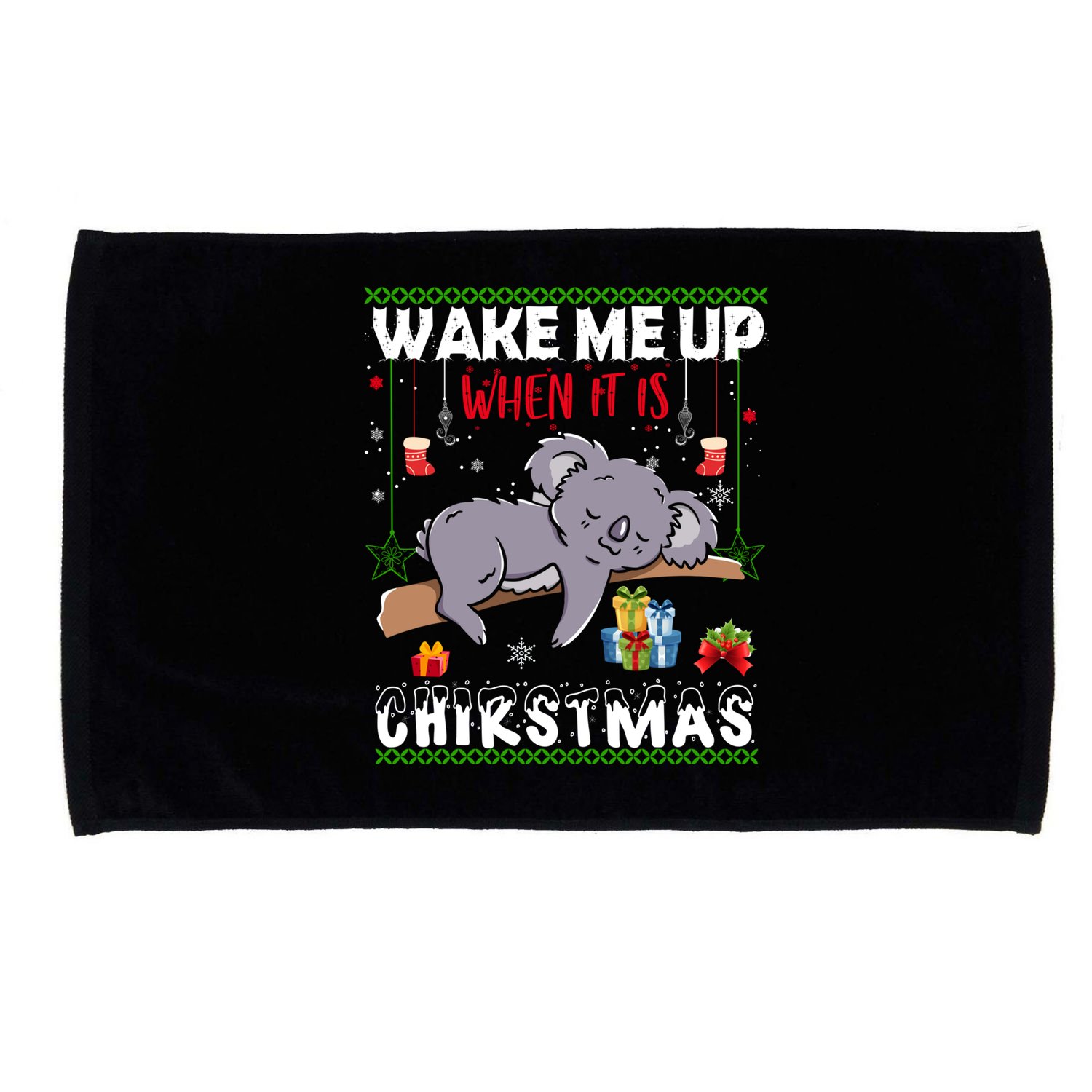 Wake Me Up When It's Christmas Koala Lover Xmas Funny Gift Microfiber Hand Towel