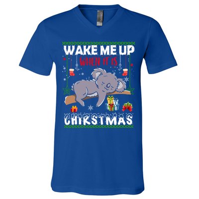 Wake Me Up When It's Christmas Koala Lover Xmas Funny Gift V-Neck T-Shirt