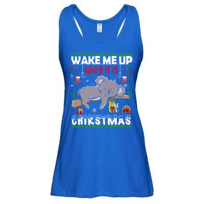 Wake Me Up When It's Christmas Koala Lover Xmas Funny Gift Ladies Essential Flowy Tank