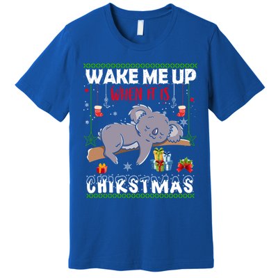 Wake Me Up When It's Christmas Koala Lover Xmas Funny Gift Premium T-Shirt