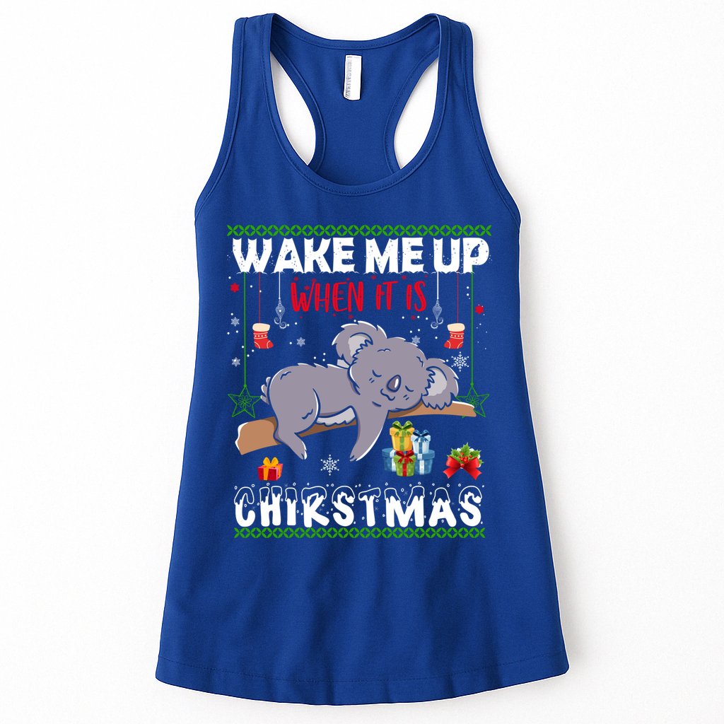 Wake Me Up When It's Christmas Koala Lover Xmas Funny Gift Womens Tank Top