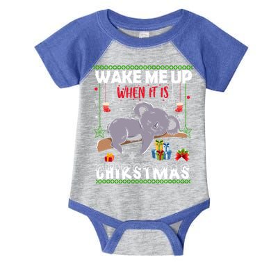 Wake Me Up When It's Christmas Koala Lover Xmas Funny Gift Infant Baby Jersey Bodysuit
