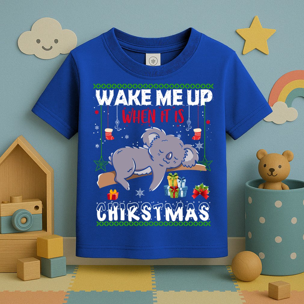 Wake Me Up When It's Christmas Koala Lover Xmas Funny Gift Toddler T-Shirt