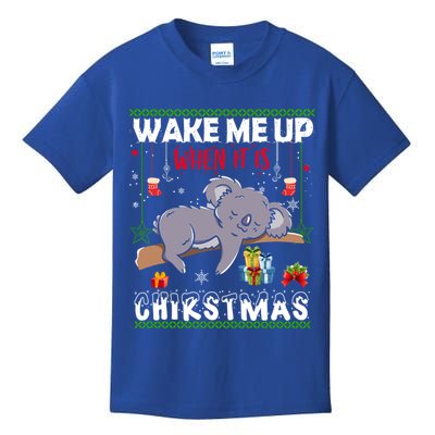 Wake Me Up When It's Christmas Koala Lover Xmas Funny Gift Kids T-Shirt