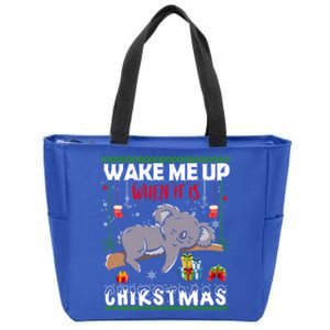 Wake Me Up When It's Christmas Koala Lover Xmas Funny Gift Zip Tote Bag