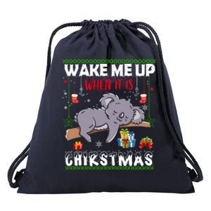 Wake Me Up When It's Christmas Koala Lover Xmas Funny Gift Drawstring Bag