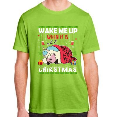 Wake Me Up When It's Christmas Unicorn Sleep Lover Xmas Gift Adult ChromaSoft Performance T-Shirt