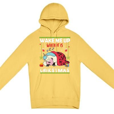 Wake Me Up When It's Christmas Unicorn Sleep Lover Xmas Gift Premium Pullover Hoodie