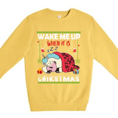 Wake Me Up When It's Christmas Unicorn Sleep Lover Xmas Gift Premium Crewneck Sweatshirt