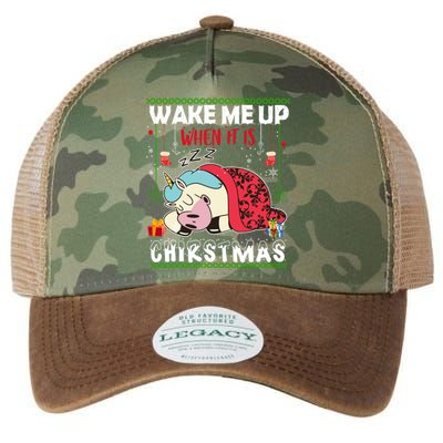 Wake Me Up When It's Christmas Unicorn Sleep Lover Xmas Gift Legacy Tie Dye Trucker Hat