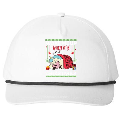 Wake Me Up When It's Christmas Unicorn Sleep Lover Xmas Gift Snapback Five-Panel Rope Hat