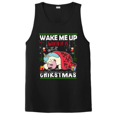 Wake Me Up When It's Christmas Unicorn Sleep Lover Xmas Gift PosiCharge Competitor Tank